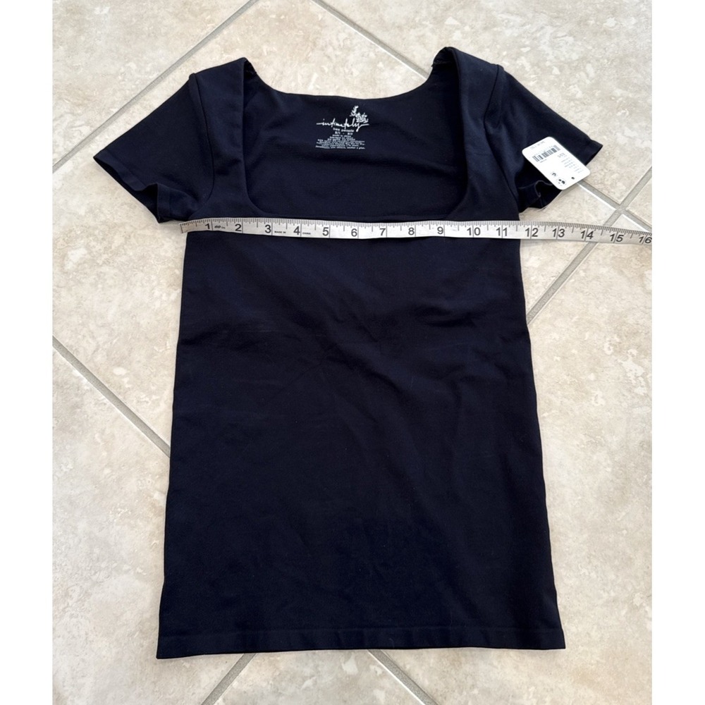 Intimately Free People XS / Small Short Sleeve Shirt Spandex Stretch Top Black - Picture 6 of 9